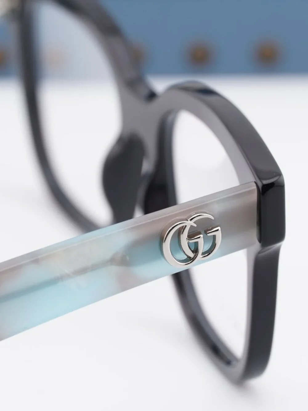 Gucci GG0958O 017 Square Eyeglasses 52mm - Black/Blue Havana